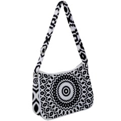 Circular Concentric Radial Symmetry Abstract Zip Up Shoulder Bag by Proyonanggan