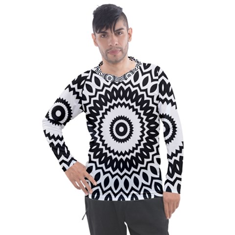 Circular Concentric Radial Symmetry Abstract Men s Pique Long Sleeve T-shirt by Proyonanggan