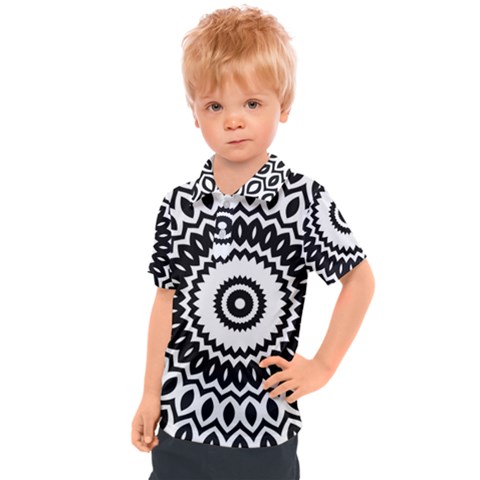 Circular Concentric Radial Symmetry Abstract Kids  Polo T-shirt by Proyonanggan