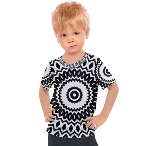 Circular Concentric Radial Symmetry Abstract Kids  Sports T-shirt by Proyonanggan