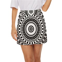 Circular Concentric Radial Symmetry Abstract Mini Front Wrap Skirt by Proyonanggan