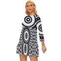 Circular Concentric Radial Symmetry Abstract Long Sleeve Babydoll Dress View2