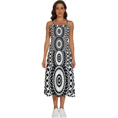 Circular Concentric Radial Symmetry Abstract Sleeveless Shoulder Straps Boho Dress by Proyonanggan