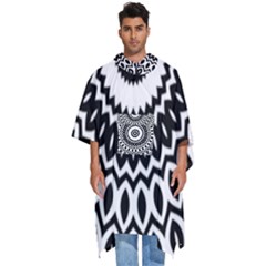 Circular Concentric Radial Symmetry Abstract Men s Hooded Rain Ponchos by Proyonanggan