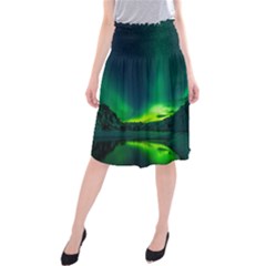 Iceland Aurora Borealis Midi Beach Skirt by Proyonanggan