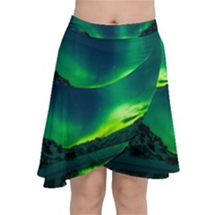 Iceland Aurora Borealis Chiffon Wrap Front Skirt by Proyonanggan