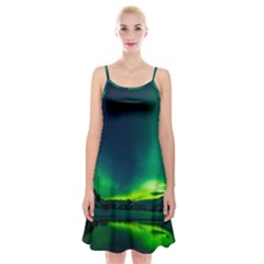 Iceland Aurora Borealis Spaghetti Strap Velvet Dress