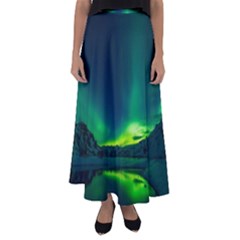 Iceland Aurora Borealis Flared Maxi Skirt by Proyonanggan