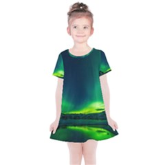 Iceland Aurora Borealis Kids  Simple Cotton Dress by Proyonanggan