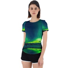 Iceland Aurora Borealis Back Cut Out Sport T-shirt by Proyonanggan