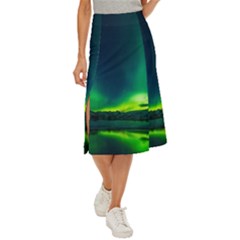 Iceland Aurora Borealis Midi Panel Skirt by Proyonanggan