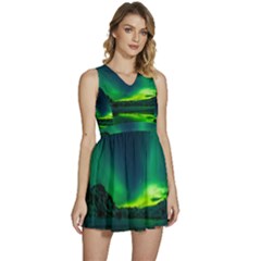 Iceland Aurora Borealis Sleeveless High Waist Mini Dress by Proyonanggan