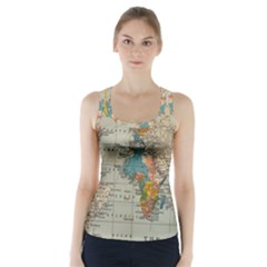 Vintage World Map Racer Back Sports Top by Proyonanggan