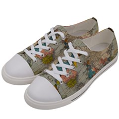 Vintage World Map Women s Low Top Canvas Sneakers by Proyonanggan