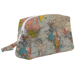 Vintage World Map Wristlet Pouch Bag (large) by Proyonanggan