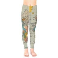 Vintage World Map Kids  Classic Winter Leggings