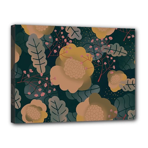 Flower Patterns Pattern Beige Green Canvas 16  X 12  (stretched) by Proyonanggan