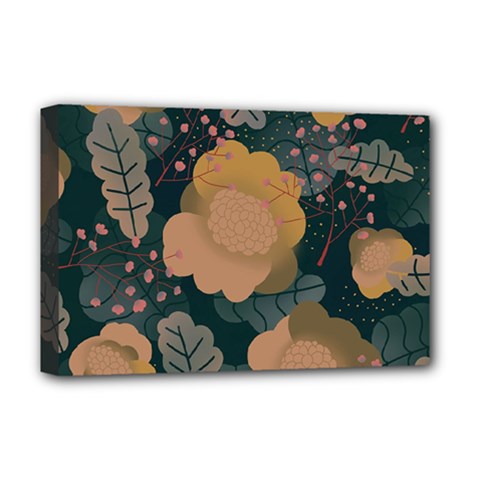 Flower Patterns Pattern Beige Green Deluxe Canvas 18  X 12  (stretched) by Proyonanggan