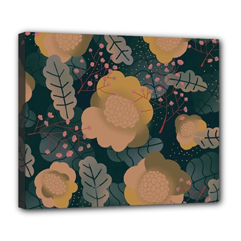 Flower Patterns Pattern Beige Green Deluxe Canvas 24  X 20  (stretched) by Proyonanggan