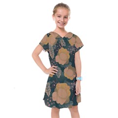 Flower Patterns Pattern Beige Green Kids  Drop Waist Dress