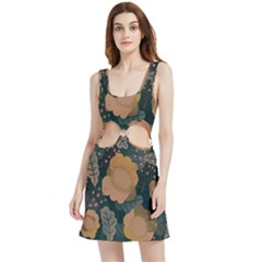 Flower Patterns Pattern Beige Green Velour Cutout Dress by Proyonanggan