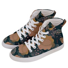 Flower Patterns Pattern Beige Green Men s Hi-top Skate Sneakers by Proyonanggan