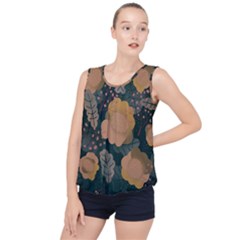 Flower Patterns Pattern Beige Green Bubble Hem Chiffon Tank Top by Proyonanggan