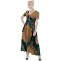 Flower Patterns Pattern Beige Green Button Up Short Sleeve Maxi Dress View1