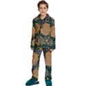 Flower Patterns Pattern Beige Green Kids  Long Sleeve Velvet Pajamas Set View1