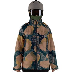 Flower Patterns Pattern Beige Green Men s Zip Ski And Snowboard Waterproof Breathable Jacket