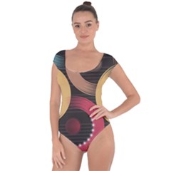 Circle Colorful Shine Line Pattern Geometric Short Sleeve Leotard  by Proyonanggan