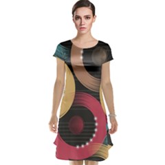 Circle Colorful Shine Line Pattern Geometric Cap Sleeve Nightdress by Proyonanggan