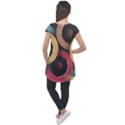 Circle Colorful Shine Line Pattern Geometric Cap Sleeve High Low Top View2