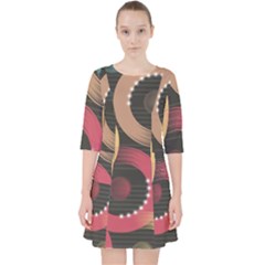 Circle Colorful Shine Line Pattern Geometric Quarter Sleeve Pocket Dress by Proyonanggan