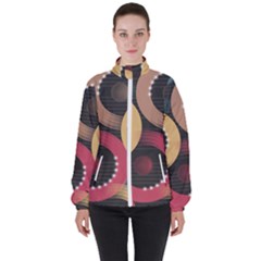 Circle Colorful Shine Line Pattern Geometric Women s High Neck Windbreaker by Proyonanggan