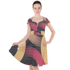 Circle Colorful Shine Line Pattern Geometric Cap Sleeve Midi Dress With Pockets by Proyonanggan