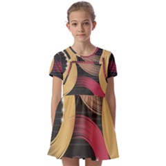 Circle Colorful Shine Line Pattern Geometric Kids  Short Sleeve Pinafore Style Dress by Proyonanggan