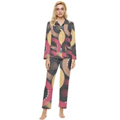 Circle Colorful Shine Line Pattern Geometric Womens  Long Sleeve Velvet Pocket Pajamas Set by Proyonanggan