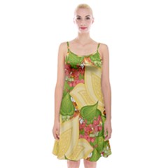 Pattern Texture Leaves Spaghetti Strap Velvet Dress