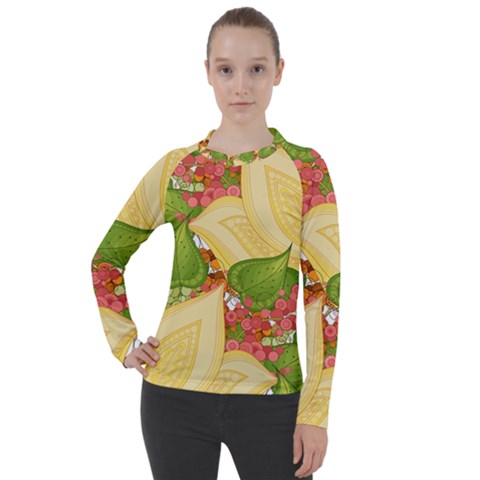 Pattern Texture Leaves Women s Pique Long Sleeve T-shirt by Proyonanggan