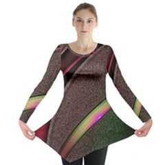 Texture Abstract Curve  Pattern Red Long Sleeve Tunic  by Proyonanggan