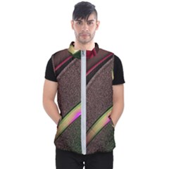 Texture Abstract Curve  Pattern Red Men s Puffer Vest by Proyonanggan