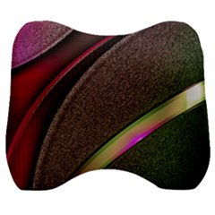 Texture Abstract Curve  Pattern Red Velour Head Support Cushion by Proyonanggan