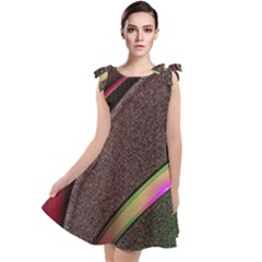 Texture Abstract Curve  Pattern Red Tie Up Tunic Dress by Proyonanggan