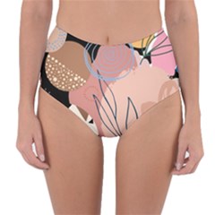 Abstract Boho Bohemian Style Retro Vintage Reversible High-waist Bikini Bottoms by Proyonanggan