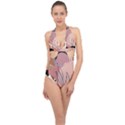 Abstract Boho Bohemian Style Retro Vintage Halter Front Plunge Swimsuit View1