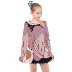 Abstract Boho Bohemian Style Retro Vintage Kids  Long Sleeve Dress by Proyonanggan