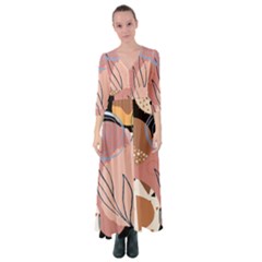 Abstract Boho Bohemian Style Retro Vintage Button Up Maxi Dress by Proyonanggan