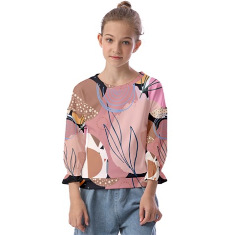 Abstract Boho Bohemian Style Retro Vintage Kids  Cuff Sleeve Top by Proyonanggan