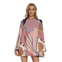 Abstract Boho Bohemian Style Retro Vintage Round Neck Long Sleeve Bohemian Style Chiffon Mini Dress View1